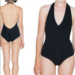 AMERICAN APPAREL Black V neck Bodysuit